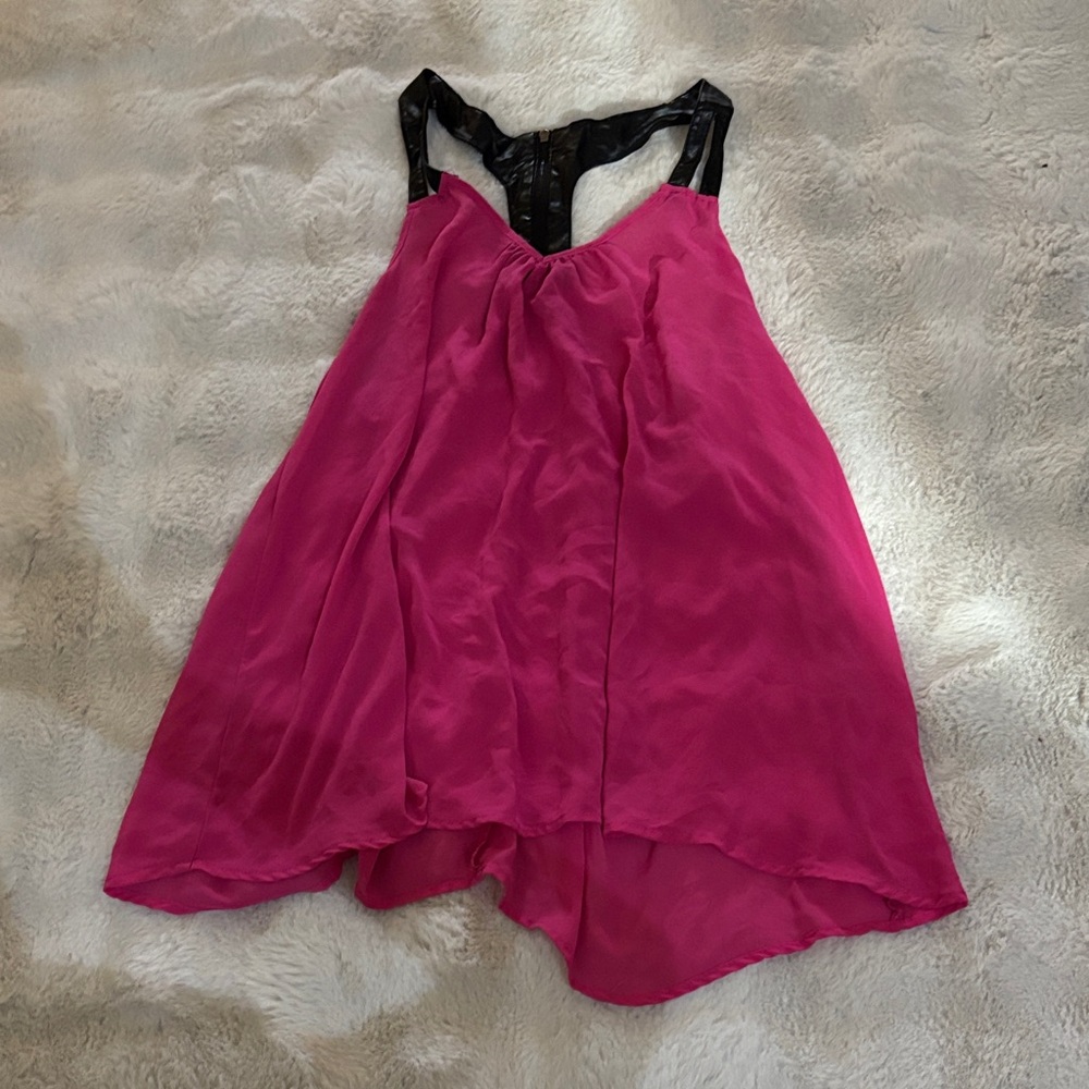 Pink and Black Sleeveless Top